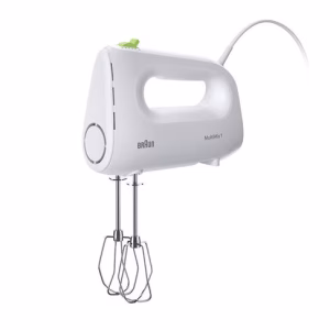 Braun HM1100 MultiMix 1 Hand Mixer for Whipping and Dough Kneading, FastMix Technology, 4 Speeds + Turbo, 450 Watts, Stainless Steel Beaters