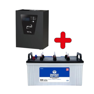Homage HVS-1214SCC Vertex Solar Inverter UPS 1200VA/1000Watts/12V+Daewoo Battery DIB-200(175AH), Package