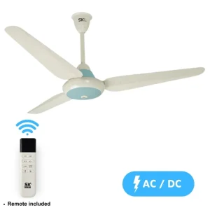 SK Super Deluxe Inverter AC/DC Fan 56-inch, With RF Remote, Off White and Sky Blue
