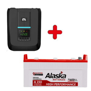 NS Pro 1202a 1000W Inverter UPS + Alaska Battery A230 23 Plate 150Ah, 3 Fans-5 Lights-Wifi Router 4 hours backup