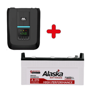 NS Pro 1202a 1000W Inverter UPS + Alaska Battery A270 27 Plate 180Ah, 4 Fans-6 Lights-Wifi Router 5 hours backup