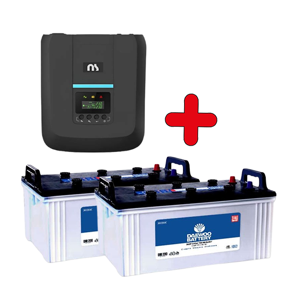 NS Pro 2202a 2000W Inverter UPS + 2 x Daewoo Battery DIB-200 175Ah, 6 Hours Backup-cmb2